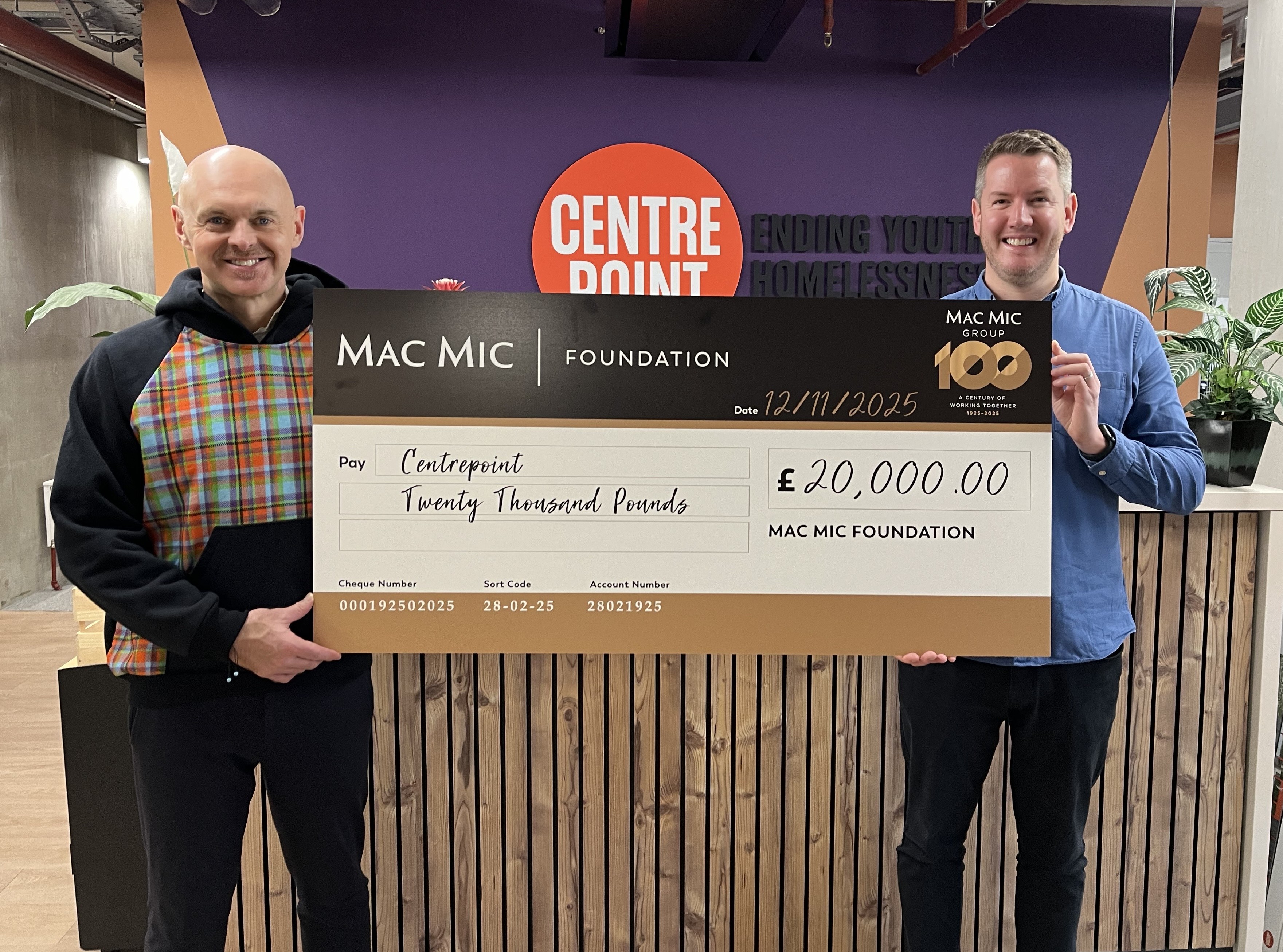 Andrew Mickel, Director at Mactaggart & Mickel and Neil Child-Dyer, Head of Independent Living Capital Appeal at Centrepoint